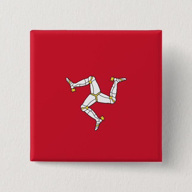 Bóton Quadrado 5.08cm Bandeira da Ilha de Man (Frente)