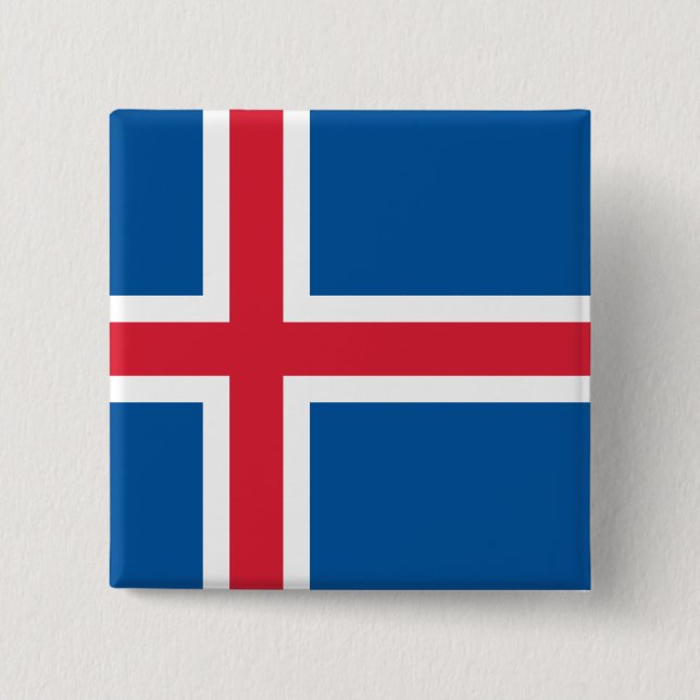 Bóton Quadrado 5.08cm Bandeira da Islândia (Frente)