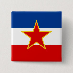 Bóton Quadrado 5.08cm Bandeira da Jugoslávia