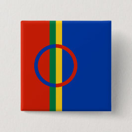 Bóton Quadrado 5.08cm Bandeira da Lapónia (Natal) (Sami) (Laplander)