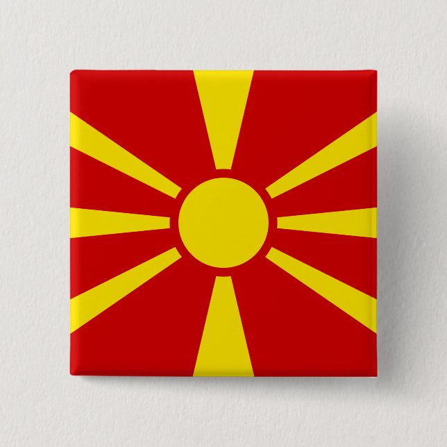 Bóton Quadrado 5.08cm Bandeira da Macedônia do Norte (Frente)