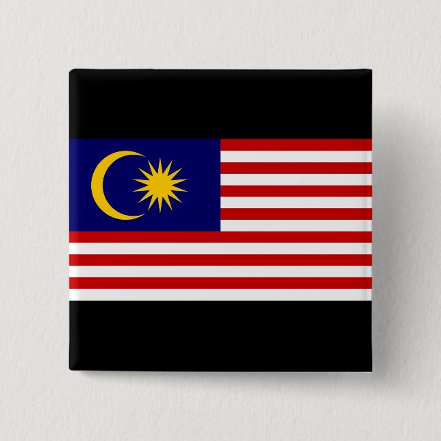 Bóton Quadrado 5.08cm Bandeira da Malásia (Frente)