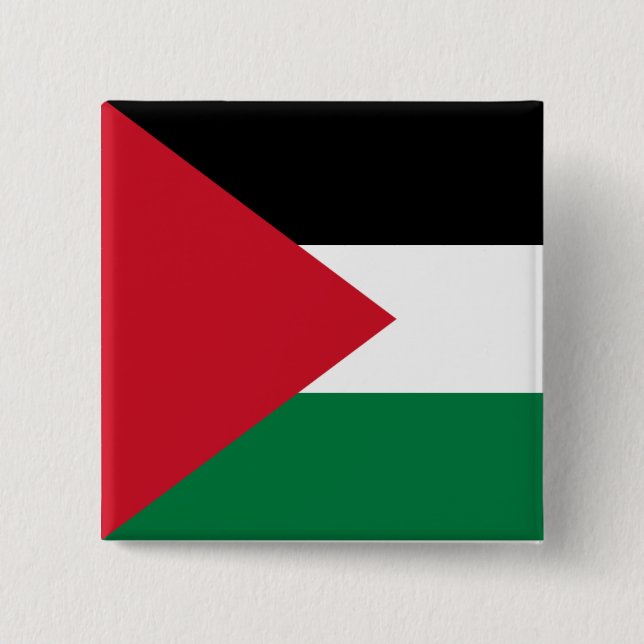 Bóton Quadrado 5.08cm Bandeira da Palestina (Palestina) (Frente)