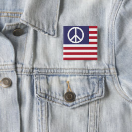 Bóton Quadrado 5.08cm Bandeira da Paz dos Estados Unidos