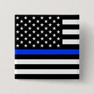 Bóton Quadrado 5.08cm Bandeira da Polícia Thin Blue Line