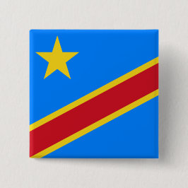 Bóton Quadrado 5.08cm Bandeira da RDC (República Democrática do Congo)