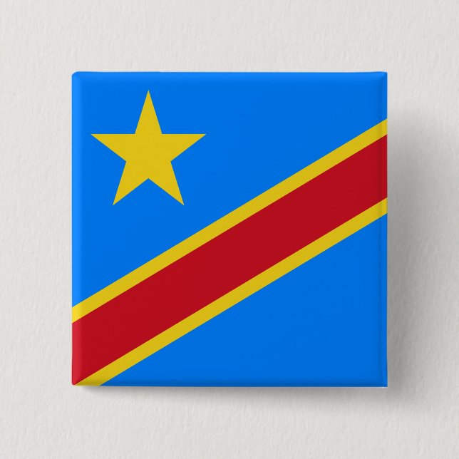 Bóton Quadrado 5.08cm Bandeira da República Democrática do Congo (Frente)