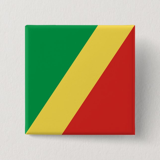 Bóton Quadrado 5.08cm Bandeira da República do Congo (Frente)