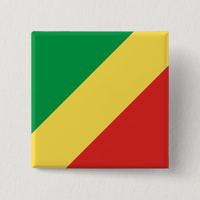 Bóton Quadrado 5.08cm Bandeira da República do Congo (Frente)