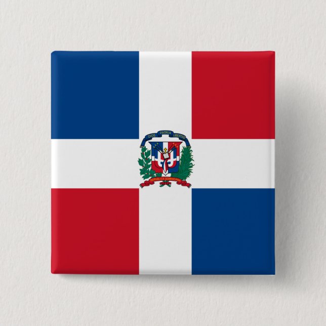 Bóton Quadrado 5.08cm Bandeira da República Dominicana (Frente)