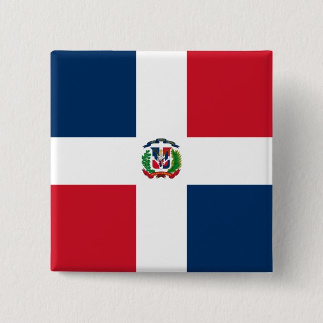 Bóton Quadrado 5.08cm Bandeira da República Dominicana (Frente)