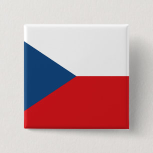 Bóton Quadrado 5.08cm Bandeira da República Tcheca
