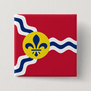Bóton Quadrado 5.08cm Bandeira da Rua Louis, Missouri