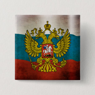 Bóton Quadrado 5.08cm Bandeira da Rússia ondulando