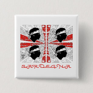 Bóton Quadrado 5.08cm Bandeira da Sardenha - Grunge - crachá