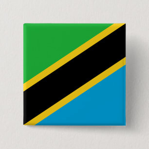 Bóton Quadrado 5.08cm Bandeira da Tanzânia