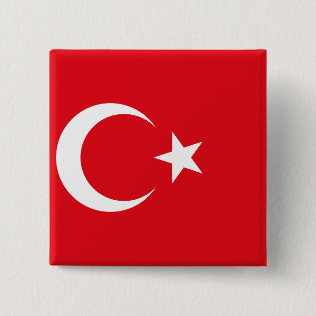 Bóton Quadrado 5.08cm Bandeira da Turquia (Frente)