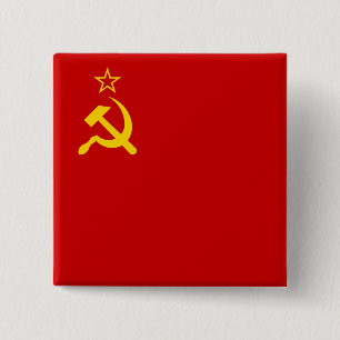 Bóton Quadrado 5.08cm Bandeira da União Soviética URSS Comunista Foice e