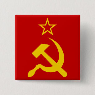 Bóton Quadrado 5.08cm Bandeira da URSS - Bandeira da União Soviética