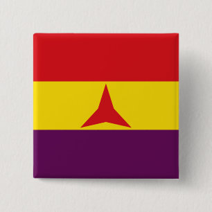 Bóton Quadrado 5.08cm Bandeira das Brigadas Internacionais (Guerra Civil