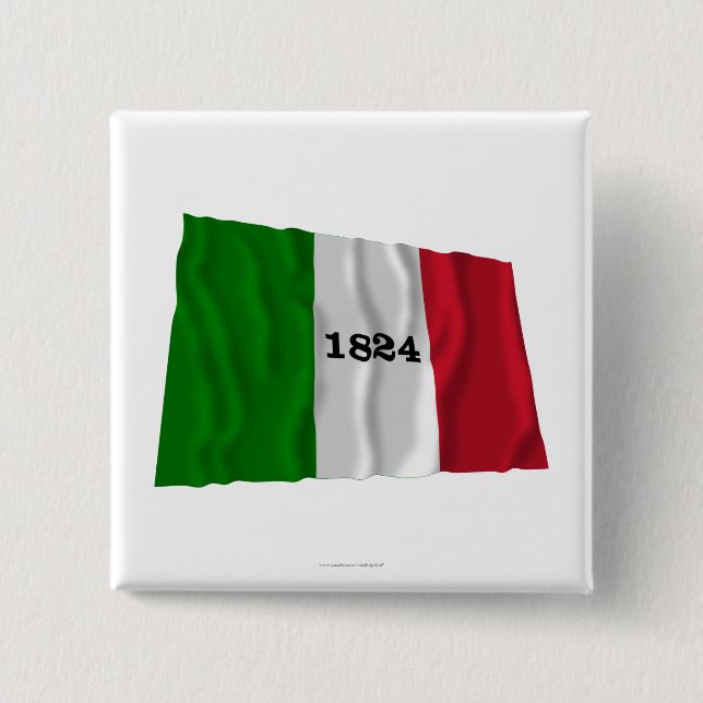Bóton Quadrado 5.08cm Bandeira de Alamo (Frente)