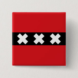 Bóton Quadrado 5.08cm Bandeira de Amesterdã, Países Baixos