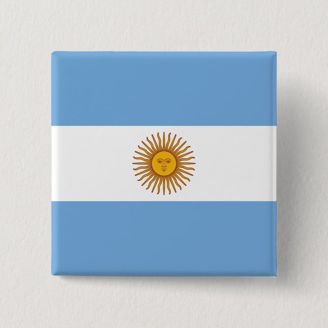Bóton Quadrado 5.08cm Bandeira de Argentina (Frente)