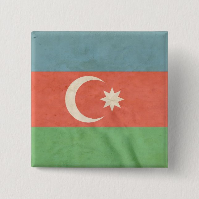 Bóton Quadrado 5.08cm Bandeira de Azerbaijan (Frente)