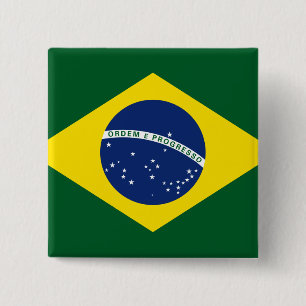 Bóton Quadrado 5.08cm Bandeira de Brasil