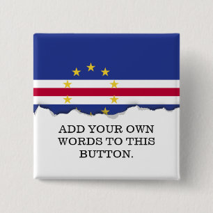 Bóton Quadrado 5.08cm Bandeira de Cabo Verde