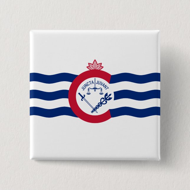 Bóton Quadrado 5.08cm Bandeira de Cincinnati (Ohio) (Frente)