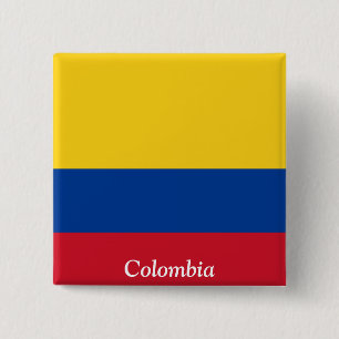 Bóton Quadrado 5.08cm Bandeira de Colômbia