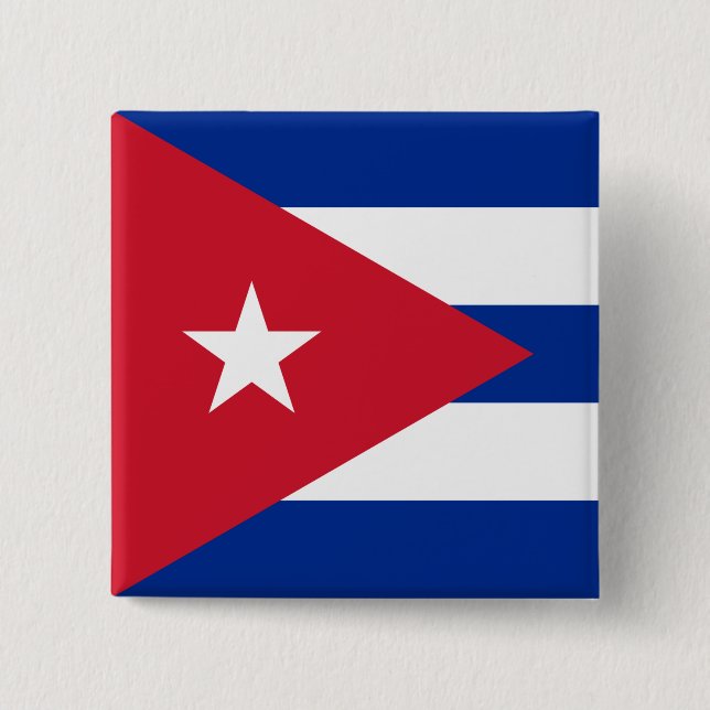 Bóton Quadrado 5.08cm Bandeira de Cuba (Frente)