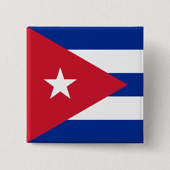 Bóton Quadrado 5.08cm Bandeira de Cuba (Cuba) (Frente)