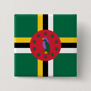 Bóton Quadrado 5.08cm Bandeira de Dominica