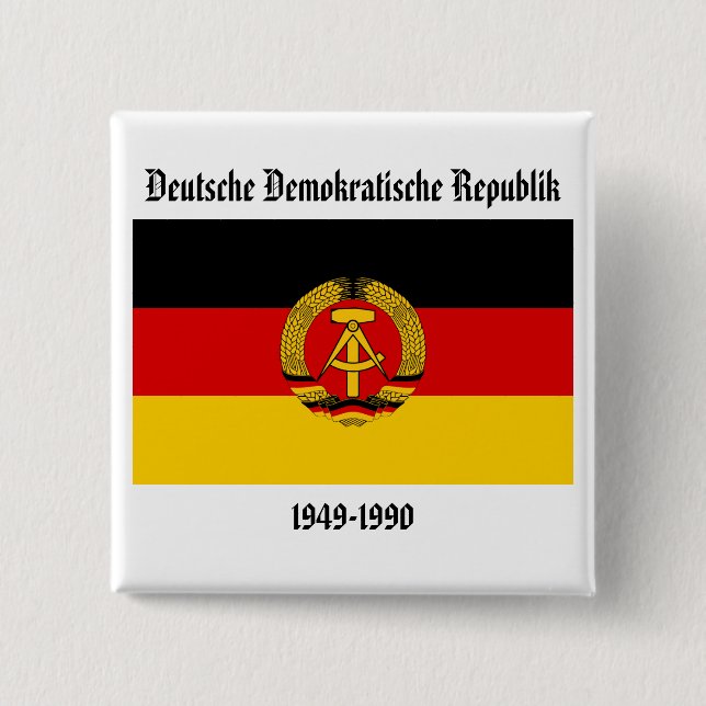Bóton Quadrado 5.08cm Bandeira de East Germany (Frente)