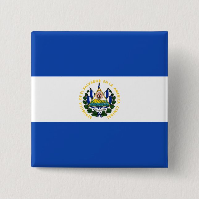 Bóton Quadrado 5.08cm Bandeira de El Salvador (Frente)