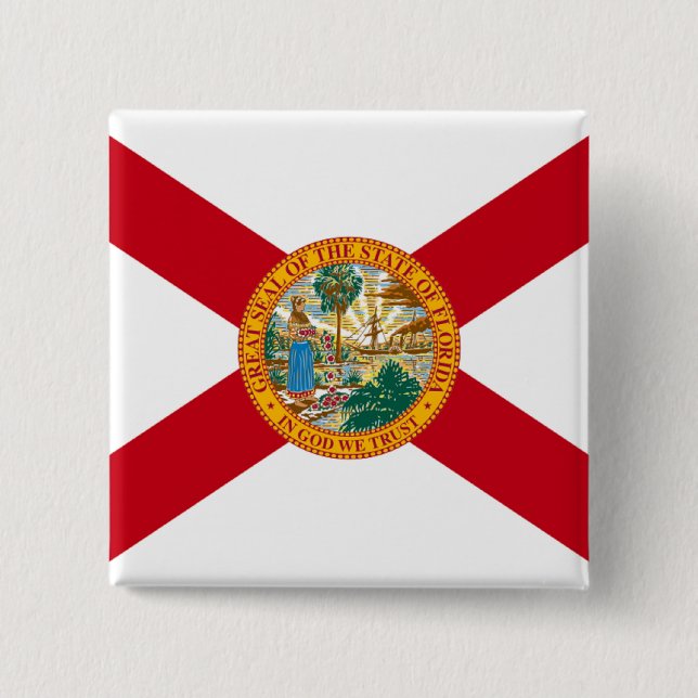 Bóton Quadrado 5.08cm Bandeira de Florida (Frente)