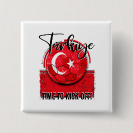 Bóton Quadrado 5.08cm Bandeira de Futebol de Türkiye, Bola de Futebol em