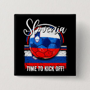 Bóton Quadrado 5.08cm Bandeira de Futebol Eslovênia, Bola de Futebol Afe