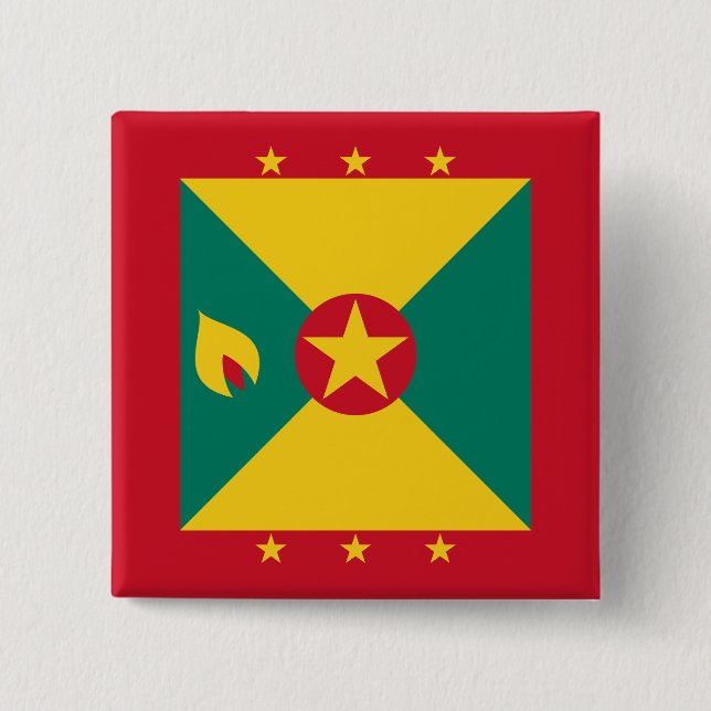 Bóton Quadrado 5.08cm Bandeira de Granada (Frente)