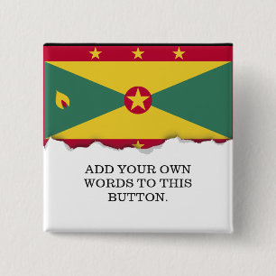 Bóton Quadrado 5.08cm Bandeira de Grenada