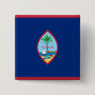Bóton Quadrado 5.08cm Bandeira de Guam