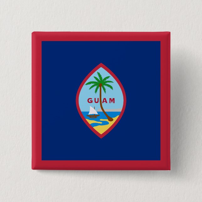 Bóton Quadrado 5.08cm Bandeira de Guam (Frente)