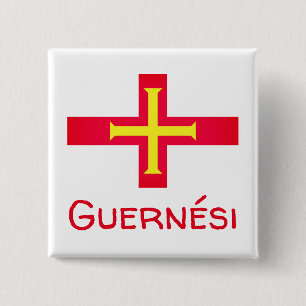 Bóton Quadrado 5.08cm Bandeira de Guernési