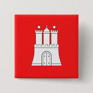 Bóton Quadrado 5.08cm Bandeira de Hamburgo