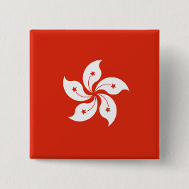 Bóton Quadrado 5.08cm Bandeira de Hong Kong