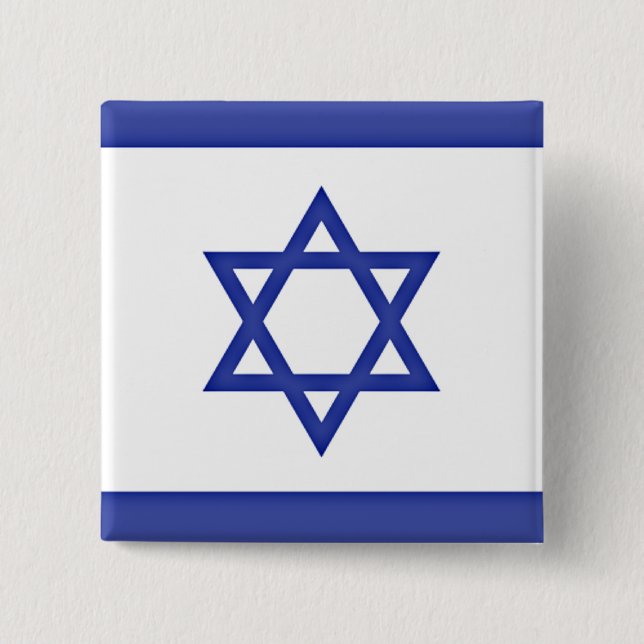 Bóton Quadrado 5.08cm Bandeira de Israel (Frente)