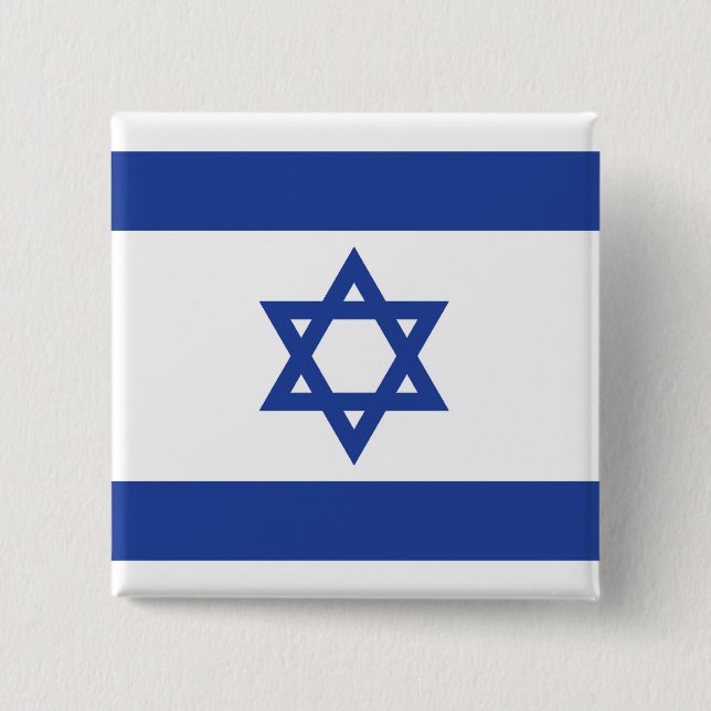 Bóton Quadrado 5.08cm Bandeira de Israel (Frente)