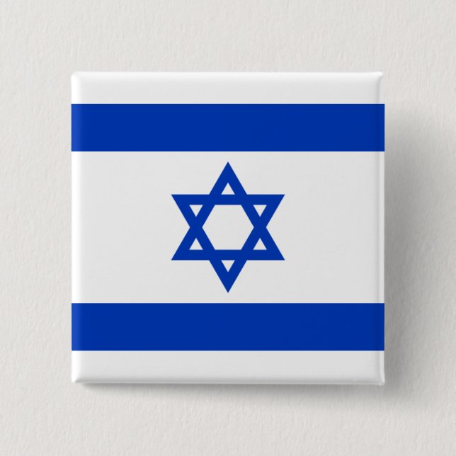 Bóton Quadrado 5.08cm Bandeira de Israel (Frente)